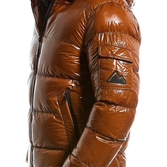 Point Zero Mens  Liquid Shine Puffer Jacket, Brown - Picture 4 of 5